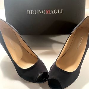 Bruno Magli Black Peeptoe Pumps Size 6.5